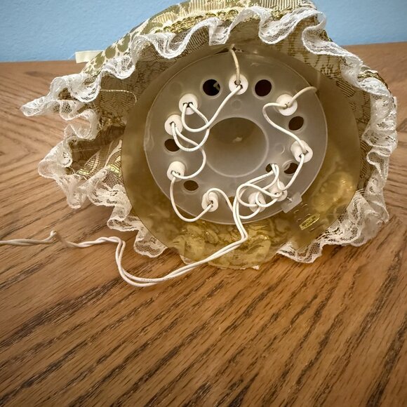 Light Up Vintage Porcelain Face Angel Christmas Tree Topper Gold Brocade Gown - Picture 11 of 16